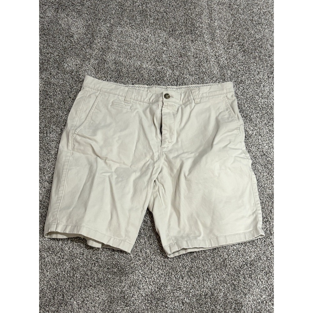 Johnnie-O Mens Chino Shorts Stone Beige Flat Front Stretch Cotton JMSH1400 36 - Picture 3 of 7